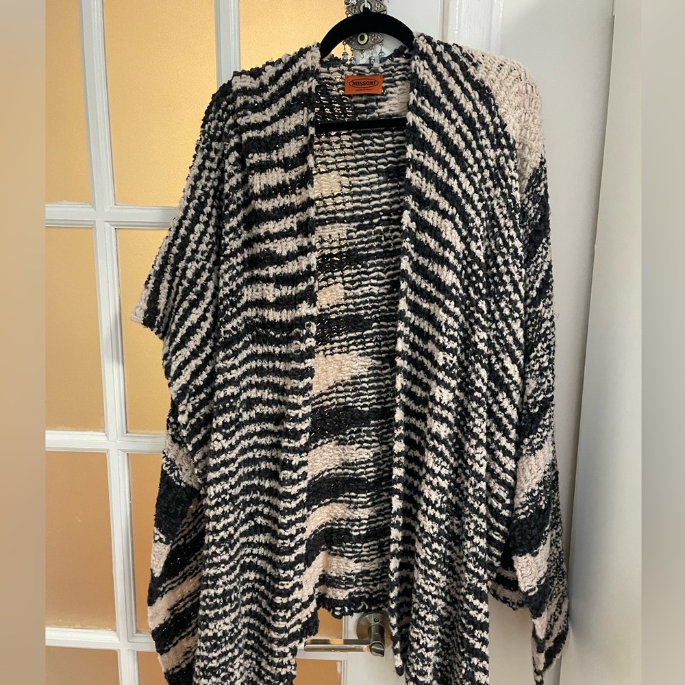 Missoni black and white poncho OS